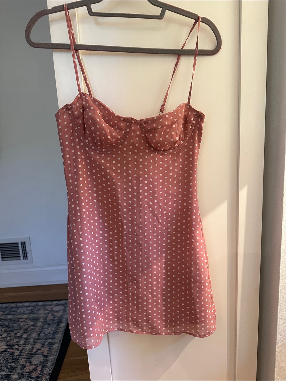 Edikted Dusty Rose Polka Dot Satin Slip